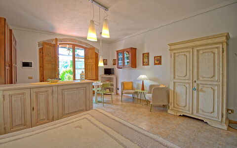 Feriebolig Ovile: Kjøkken, Lunsjrom, soverom, Stue