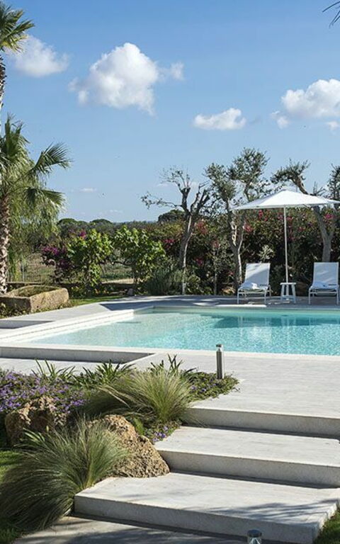 Villa Salinella: basseng, Hage