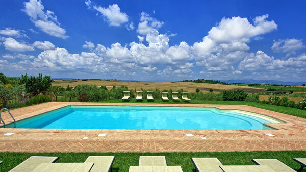 Villa Farneta: basseng, Hage