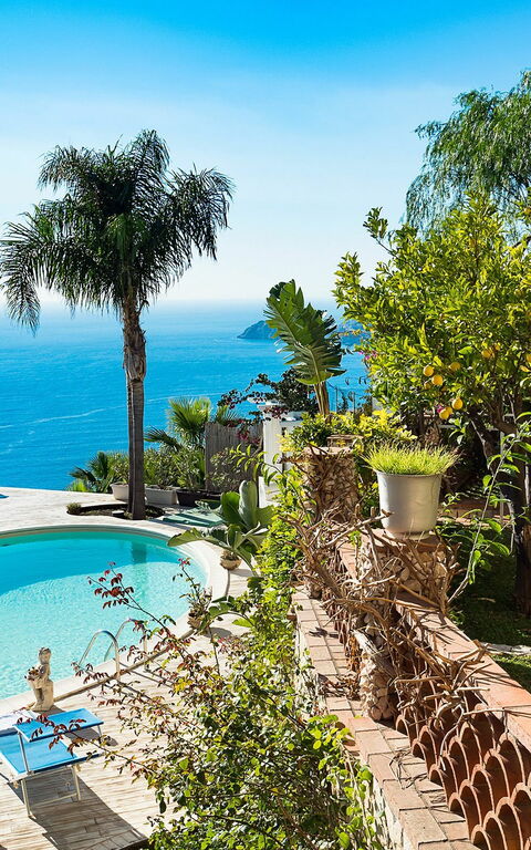 Villa Luce: basseng, Hage