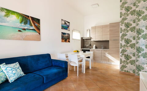 Feriebolig Euthalia: Kjøkken, Lunsjrom, Stue