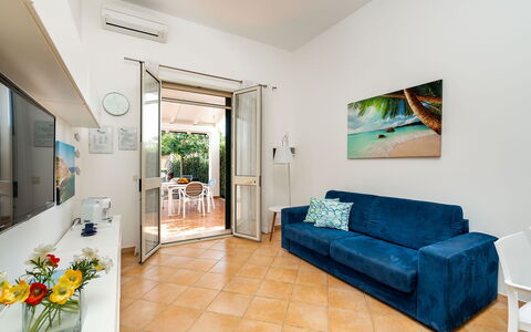 Feriebolig Euthalia: Kjøkken, Lunsjrom, Stue