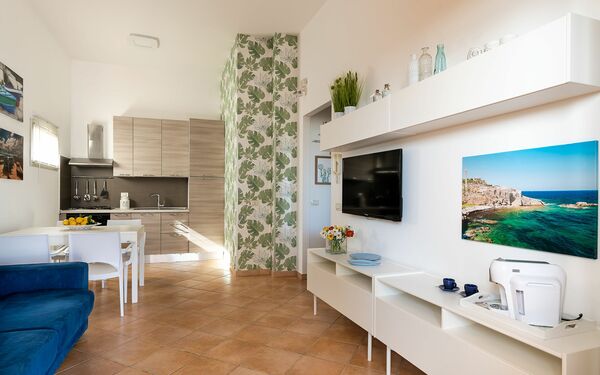 Feriebolig Euthalia: Kjøkken, Lunsjrom, Stue