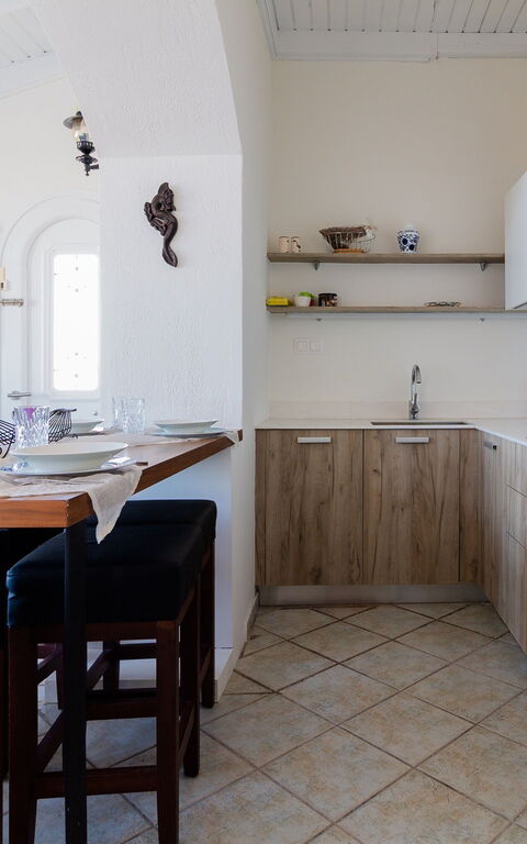 Beach Villa Athanasia: Kjøkken, Lunsjrom, Stue