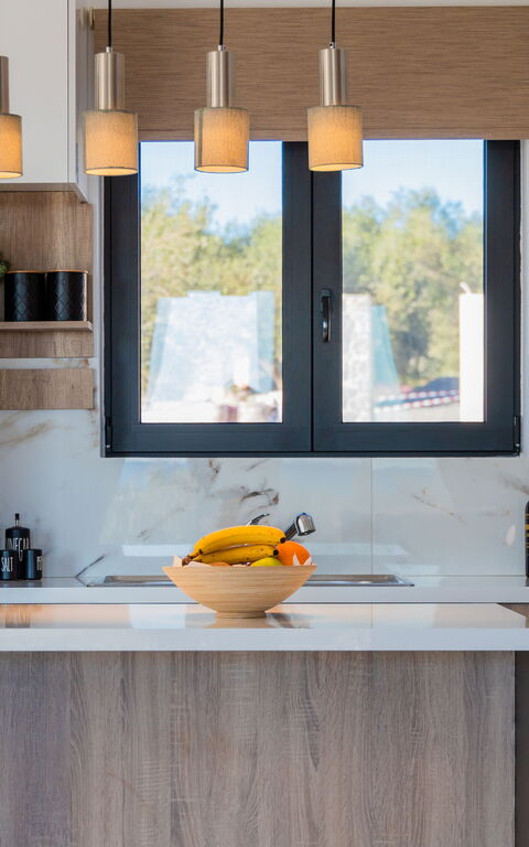 Villa Olivum: Kjøkken, Stue