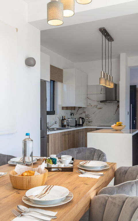 Villa Olivum: Kjøkken, Stue