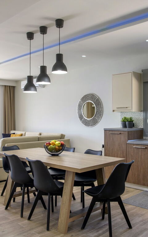 Villa Alkyoni: Kjøkken, Lunsjrom