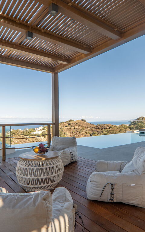 Lofos Horizon Villa: Balkong / terrasse / uteplass, basseng, Eksteriør, Utendørs